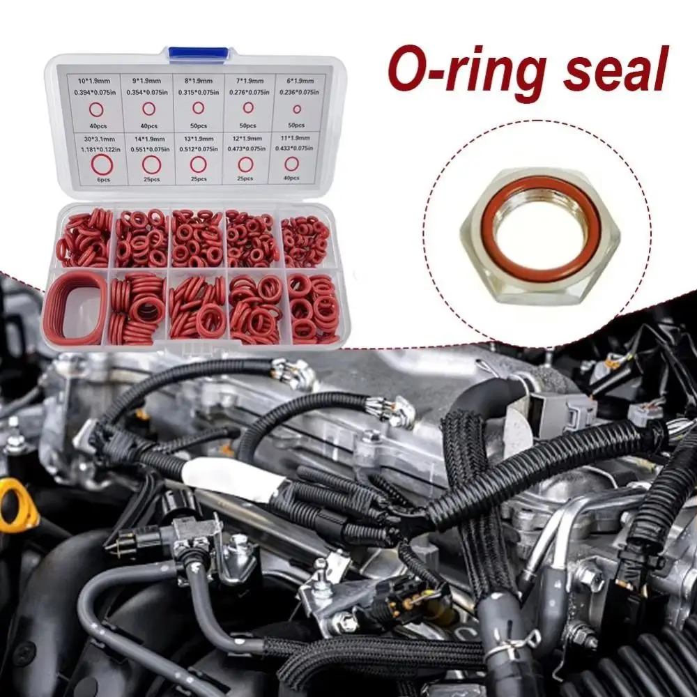 Heat-Resistant Silicone O-Ring Set Oil-Resistant High-temperature Resistant O-Ring Combo Pack Circular Rubber Red Silicone