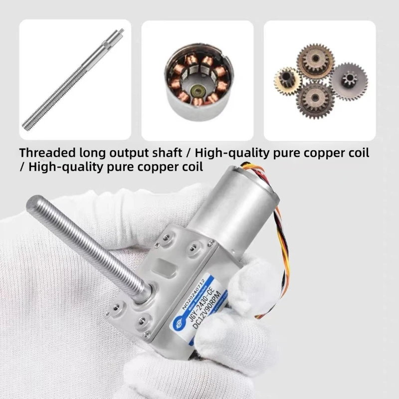 12V/24V turbine worm brushless motor JGY-2430 with metal gears, capable of forward and reverse rotation