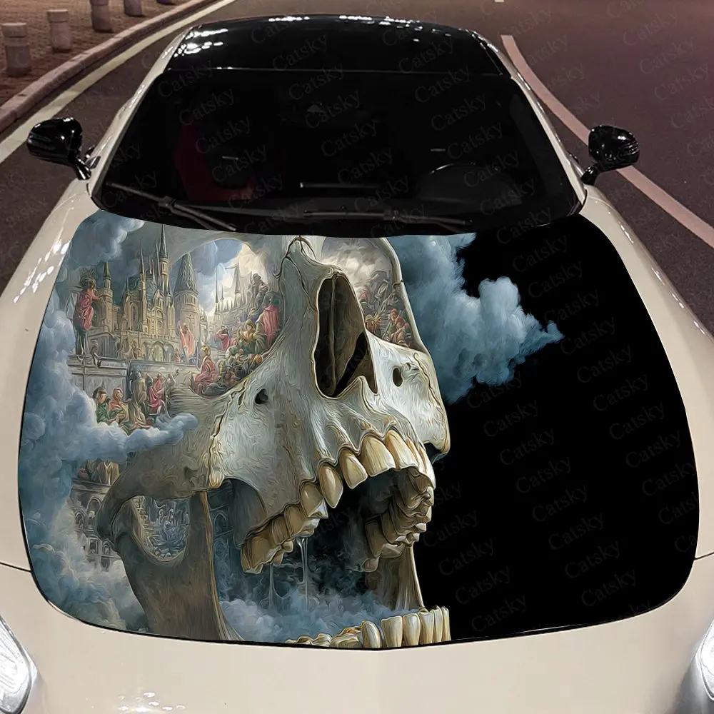 

Ethereal Cloud Skull Auto Cover Sticker, Waterproof and Self-adhesive Auto Hood Decal, Auto Vinyl Wraps, Cool Car Exterior Decal