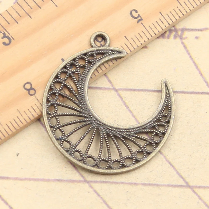 10pcs Charms Hollow Moon 34x30mm Tibetan Silver Color Pendants Antique Jewelry Making DIY Handmade Craft