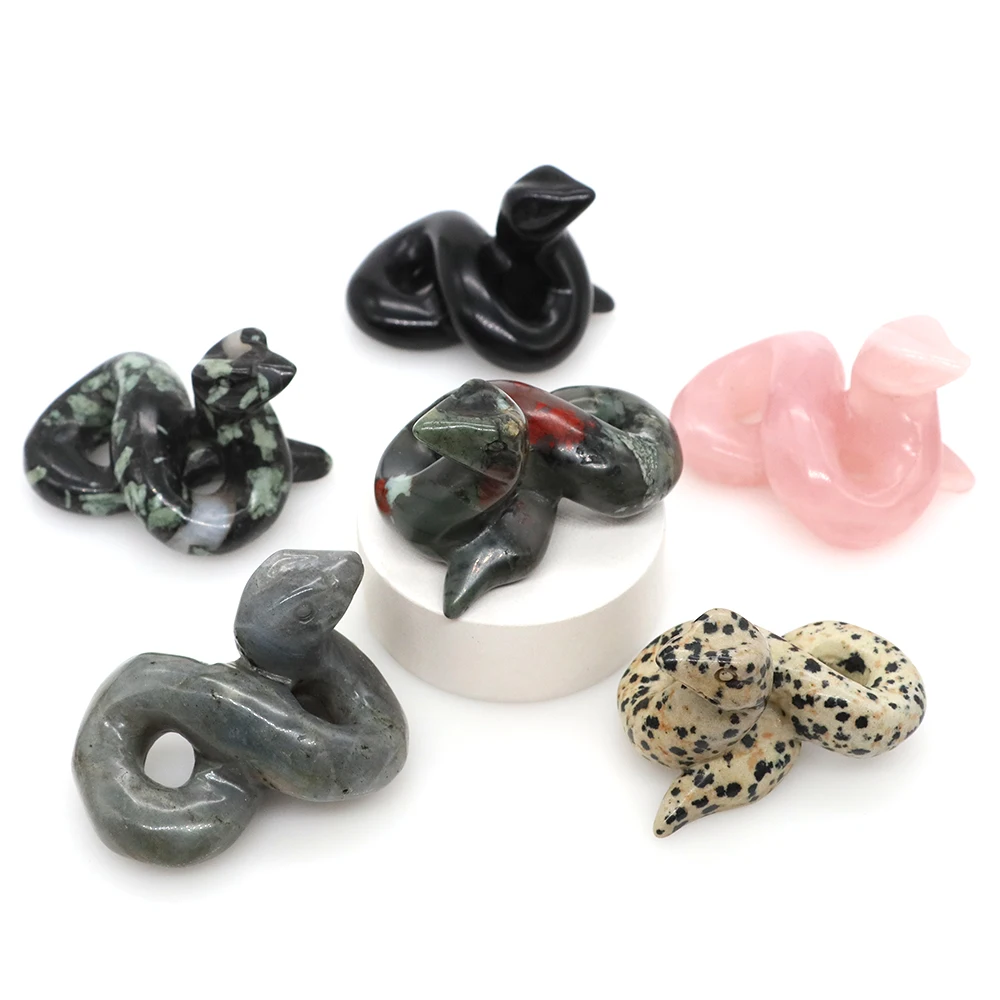 

2" Snake Statue Natural Stones And Crystals Healing Quartz Gemstone Animals Figurine Home Ornament Crafts Decoration Wholesale