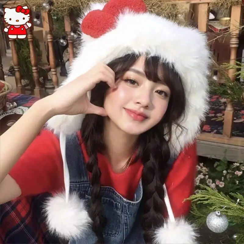 أنيمي مرحبا كيتي لي فنغ قبعة فتاة الشتاء أفخم سدادات حماية الأذن قبعة النساء الدراجات يندبروف قبعة تدفئة قبعة الإناث مهرجان هدية #5