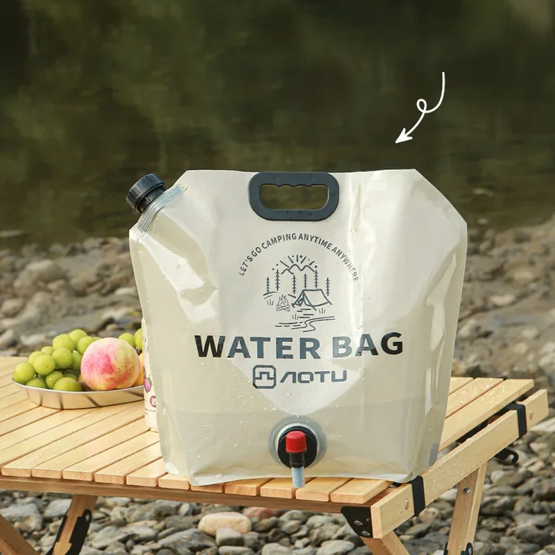 9L Camping Water Bag Portable Folding Water Bucket Large Water Container Outdoor Travel Collapsible Pouch Can Camping Supplies