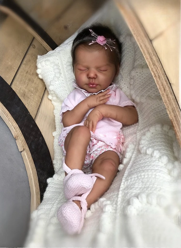 NPK 20'' Already Painted Kits Valentina Reborn Baby Doll with Cloth Body 3D Painted Skin Many Details Veins Bebe Reborn Kits