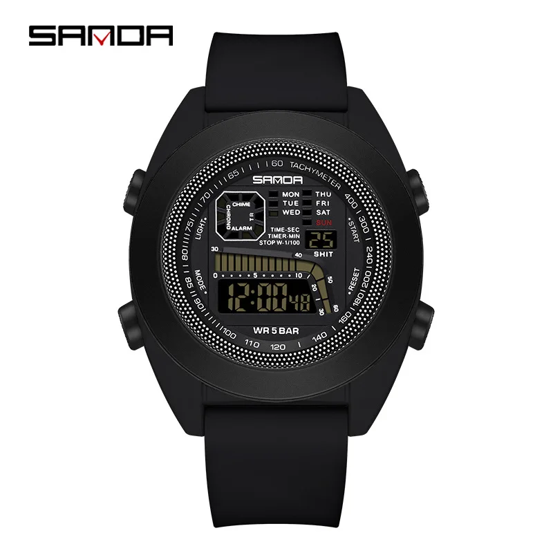 Fashion Sanda Top Brand Electronic Led Digital Multifunctional Silicone Men\'outdoor Sports Waterproof Wrist Watch