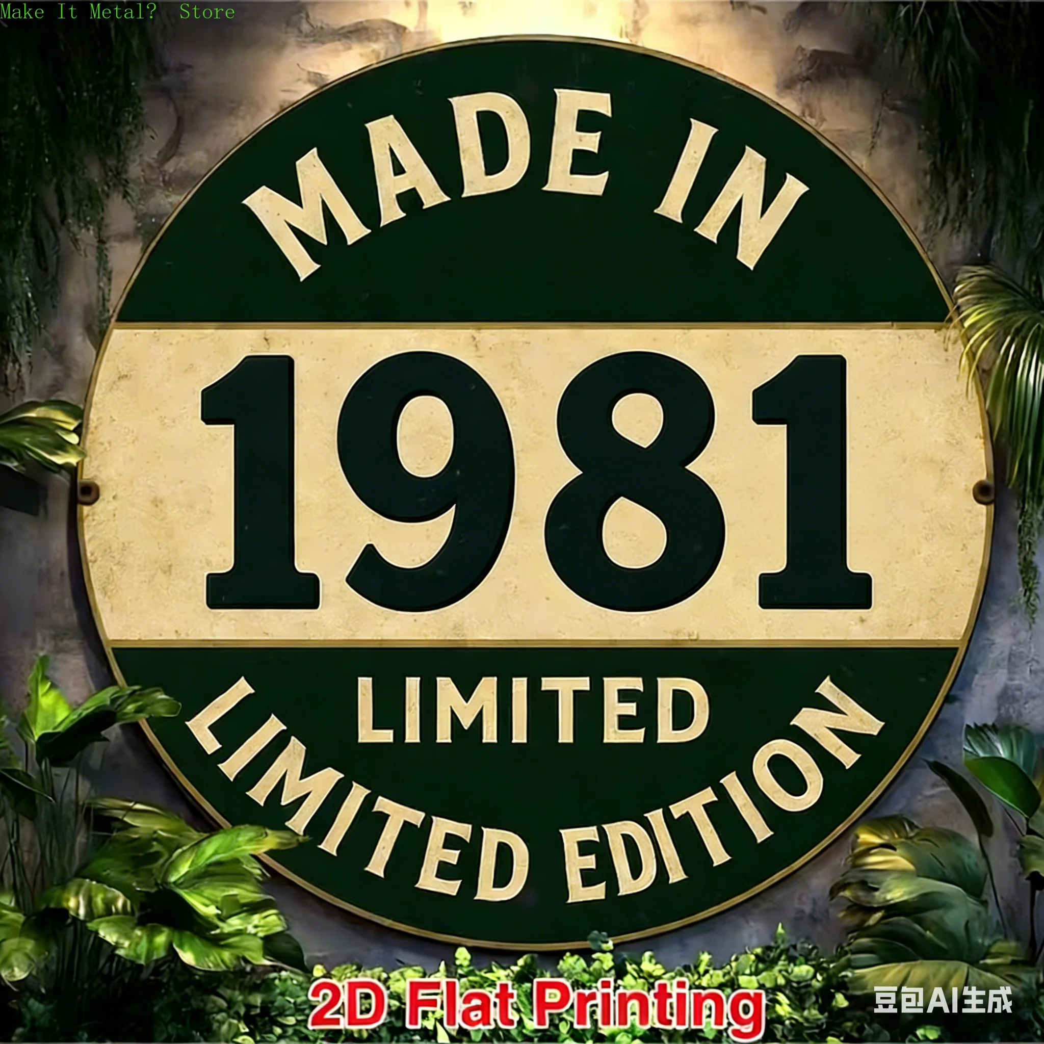 Vintage Made In 1981 Limited Edition Round Metal Sign, Retro 45th Birthday Commemorative Aluminum Wall Art, Rustic Home Decor, U