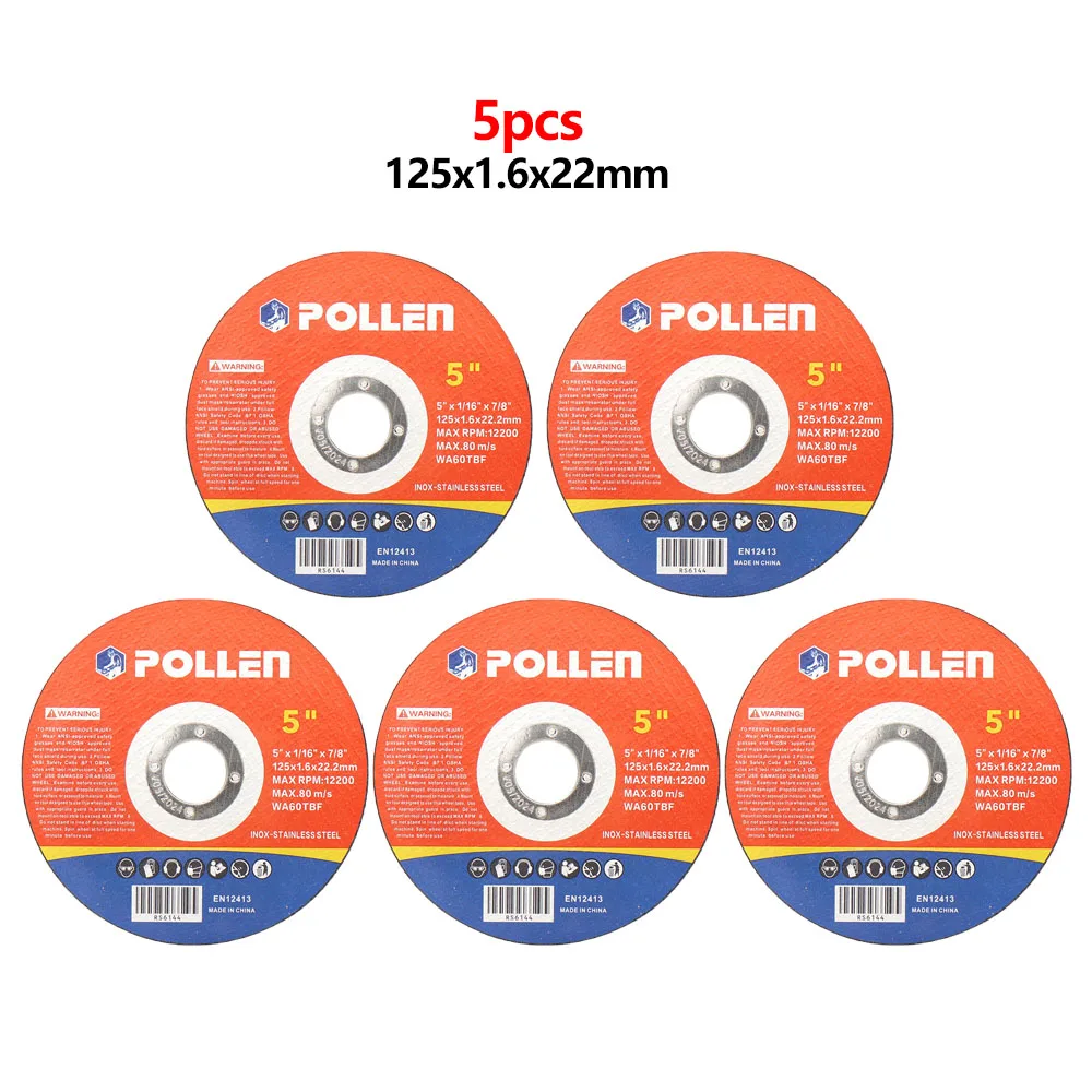 SIFANG 5Inch 5pcs Cutting Disc Circular Resin Saw Blade Grinding Wheel For Steel Stone Cutting Angle Grinding Tools