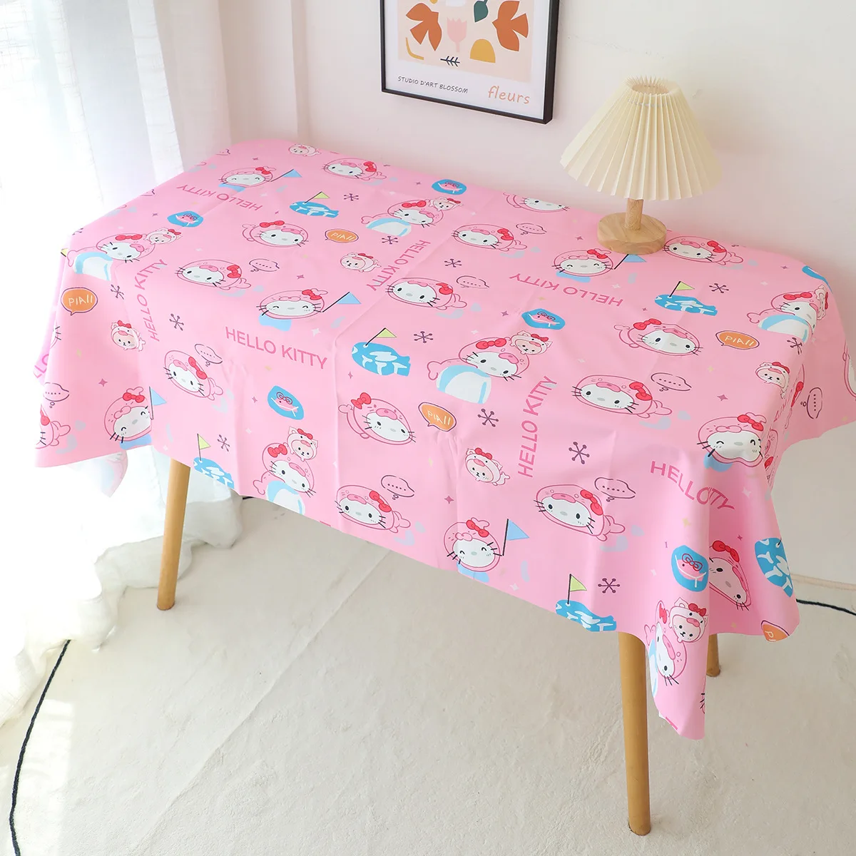 

150Cm Sanrios Cute Cartoon Tablecloth Kay Wow My Melody Hello Kittys Kuromi Cinnamoroll Decorative Fabric Desk Decoration