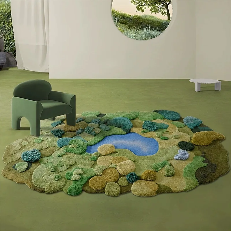 

Forest Landscape Mat Custom Handmade Fluffy Carpets and Rugs Living Room Large Shags Hand Tufted Wool Rug