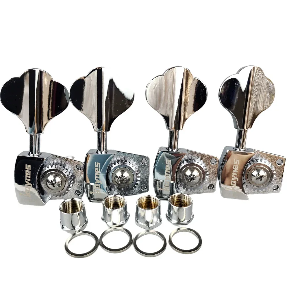 

KAYNES 1:26 Ratio Open Frame Electric Bass Guitar Machine Heads Tuners Tuning Key Pegs for Jazz Precision DJ330 Chrome Silver