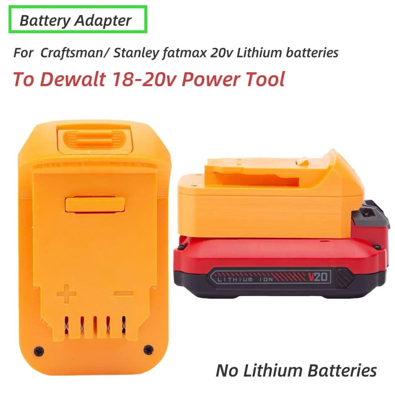 

Converter Batterie Adapter For Craftsman/ Stanley fatmax 20v Lithium Convert To Dewalt 18V Tools（No Tools And Batteries