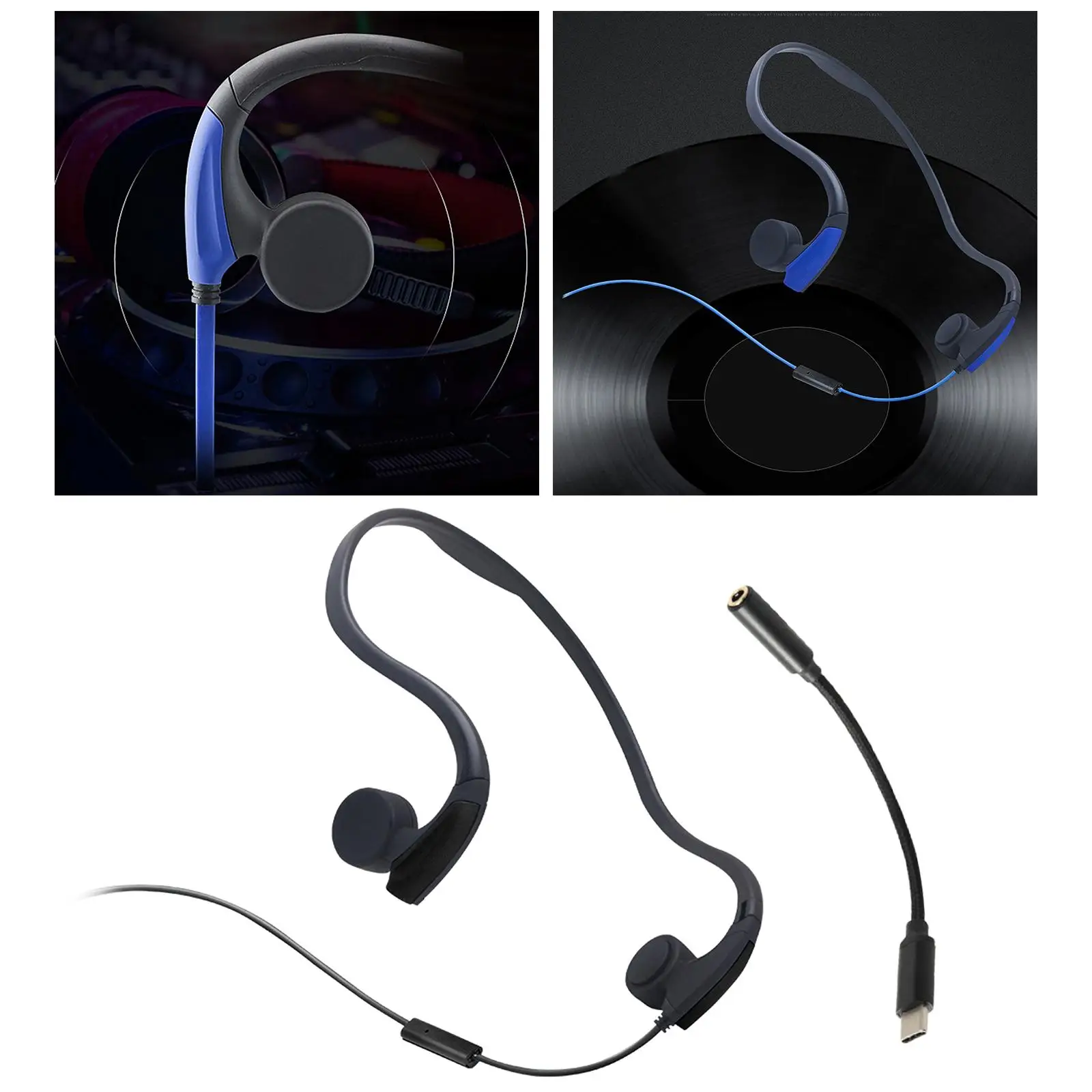 W/ Cable Conduction Headset Voice Control Neckband Conduction Headphones for Sport Driving PC Video