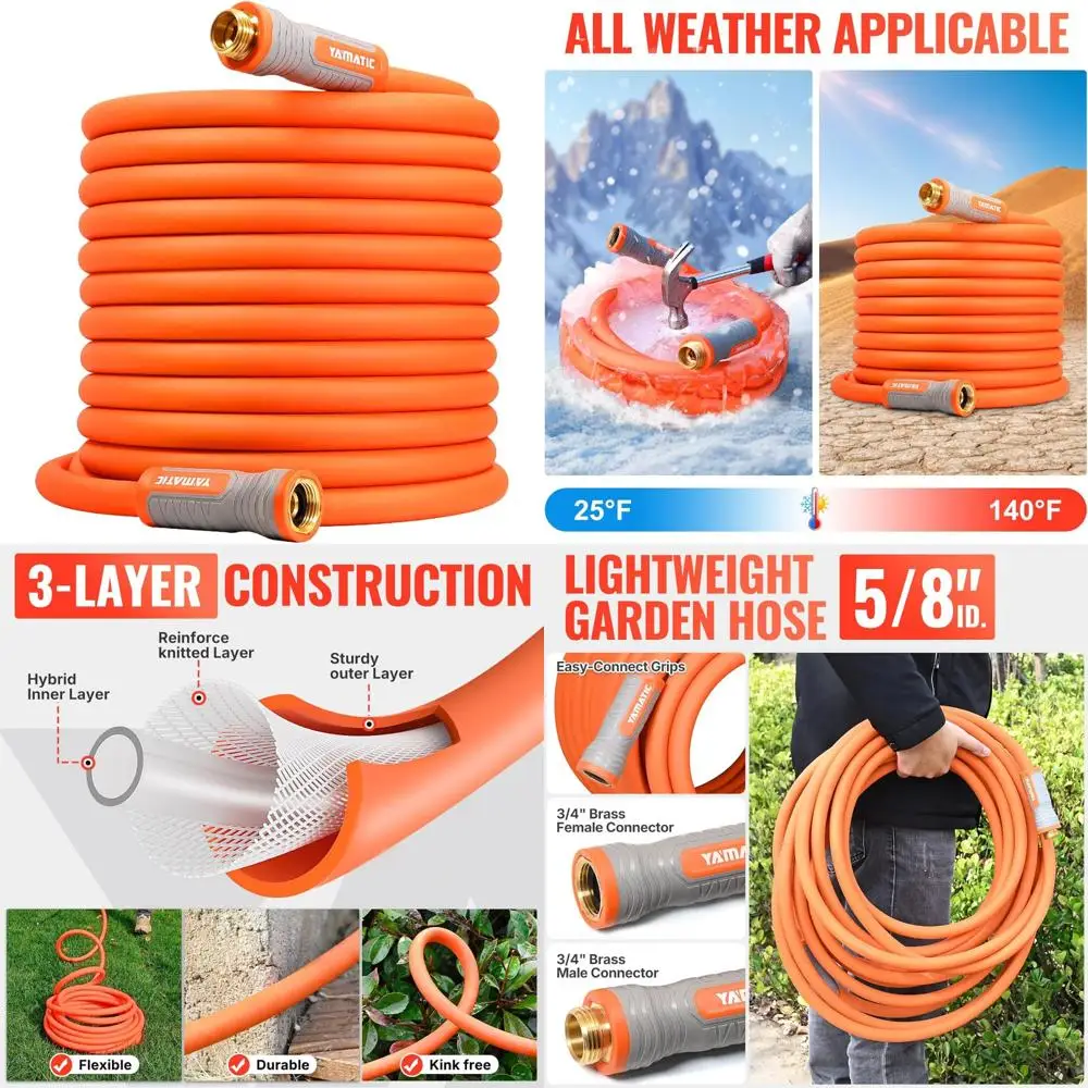 

Гибкий легкий шланг 100 футов, диаметр 5/8 дюйма, вырывное давление на 600 фунтов на квадратный дюйм, эргономичные поворотные фитинги, сверхмощная садовая вода H