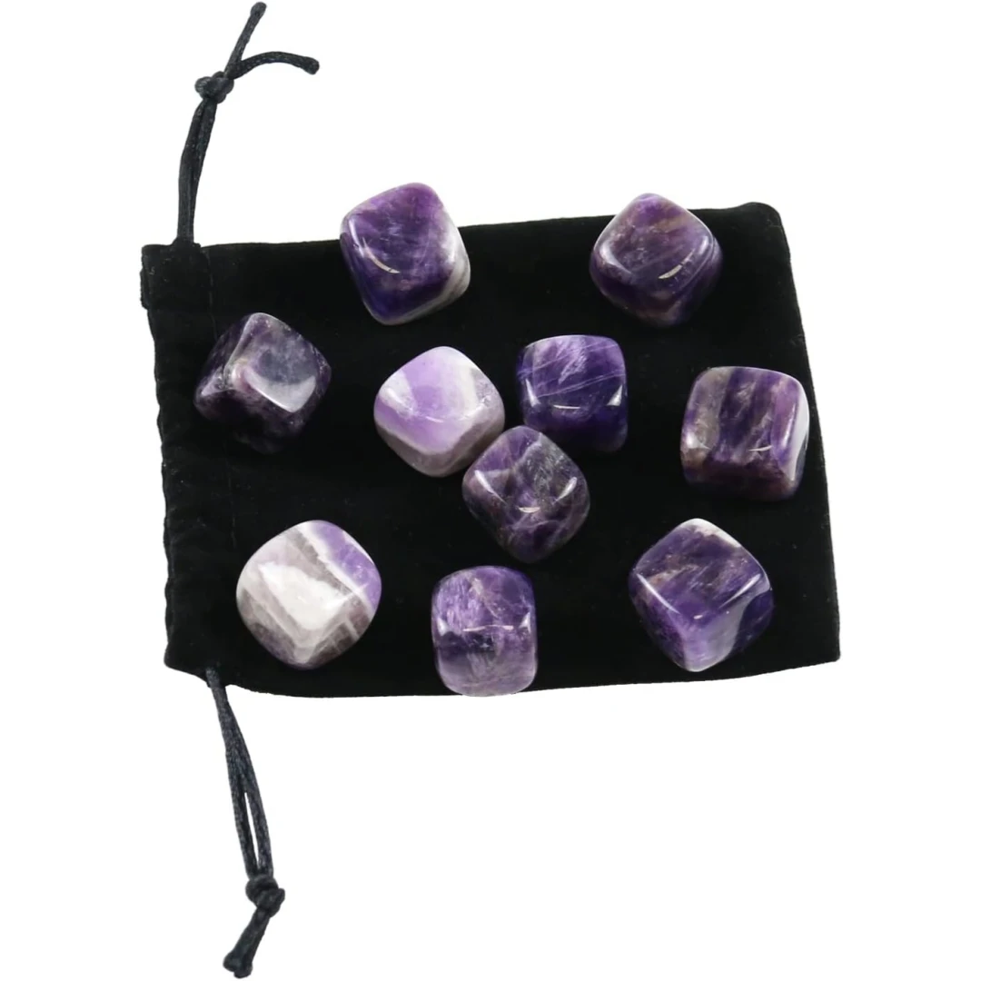 square natural polish Amethyst stones As chakra stones used for Reiki therapy and spiritual healing used as decorations(10 pcs)