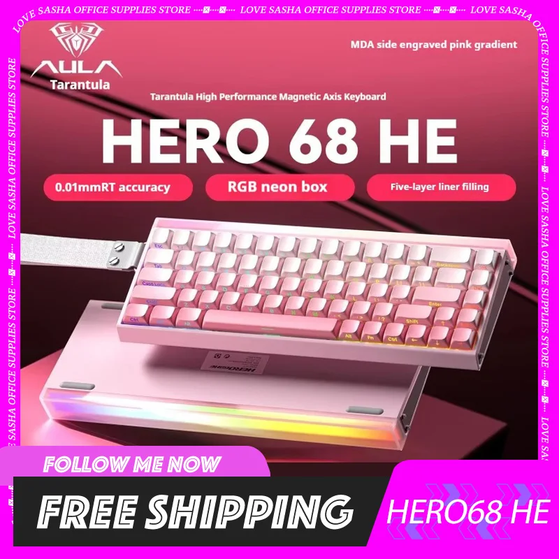 AULA HERO 68HE Magnetic Keyboard HERO 68 HE Wired RGB Hot Swap Esports Gaming Mechanical Keyboard Custom Computer Accessories