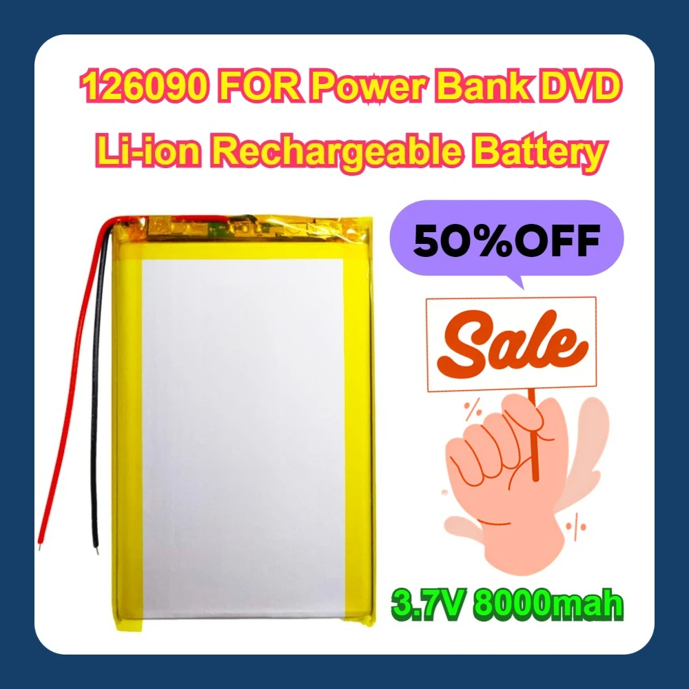 

5pcs 3.7V 8000mah 126090 FOR Power Bank DVD Lithium Polymer Li-ion Rechargeable Battery