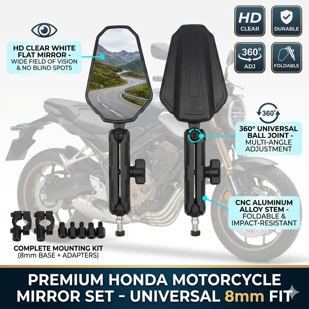 

ADV ATV Rearview Mirrors Foldable Clear Wide Views Durable For CFMOTO 450MT 800MT High Quality Foldable Mirror