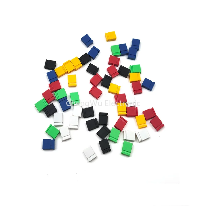 60pcs 2.54mm Pitch Closed Jumper Shorted Cap & Headers & Wire Housings 2.54MM Shunt Red Black Yellow White Green Blue