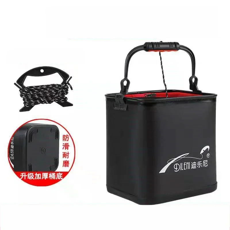 

Outdoor Eva Folding Bucket Fishing Thickened Bottom With Rope Fishing Bucket Live Fish Bucket Fishing Gear
