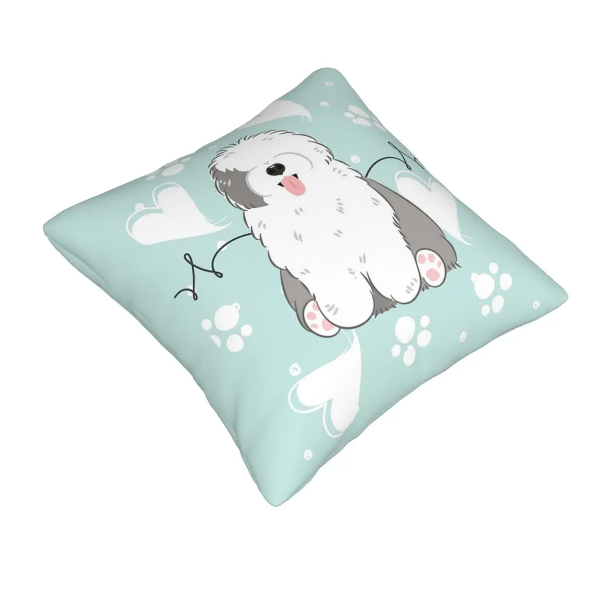 Love Old English Sheepdog Square Pillowcase Pillow Cover Cushion Decor Comfort Throw Pillow for Home Bedroom