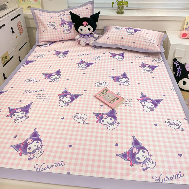 Sanrio Cartoon Cinnamoroll Kuromi Hello Kitty Bedding Summer Kawaii Anime Soft Ice Shreds Cold Pad Pillow Cover Set Girl Gifts