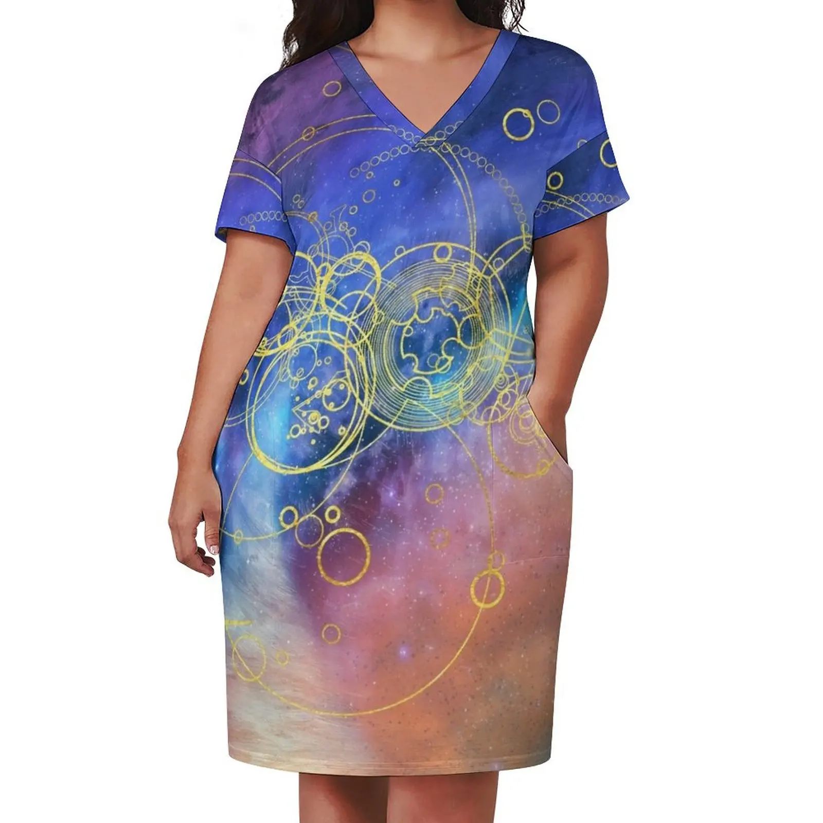 Time Lord Writing (vortex hues) Loose Pocket Dress luxury dresses birthday dress for women