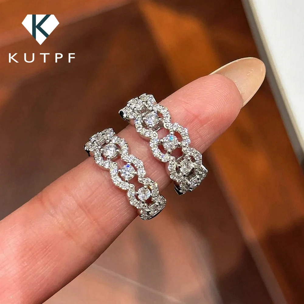 

Hollow-out Full Moissanite Diamond Wedding Band for Women 925 Sterling Silver Layered Bridal Engagement Rings with Certificate