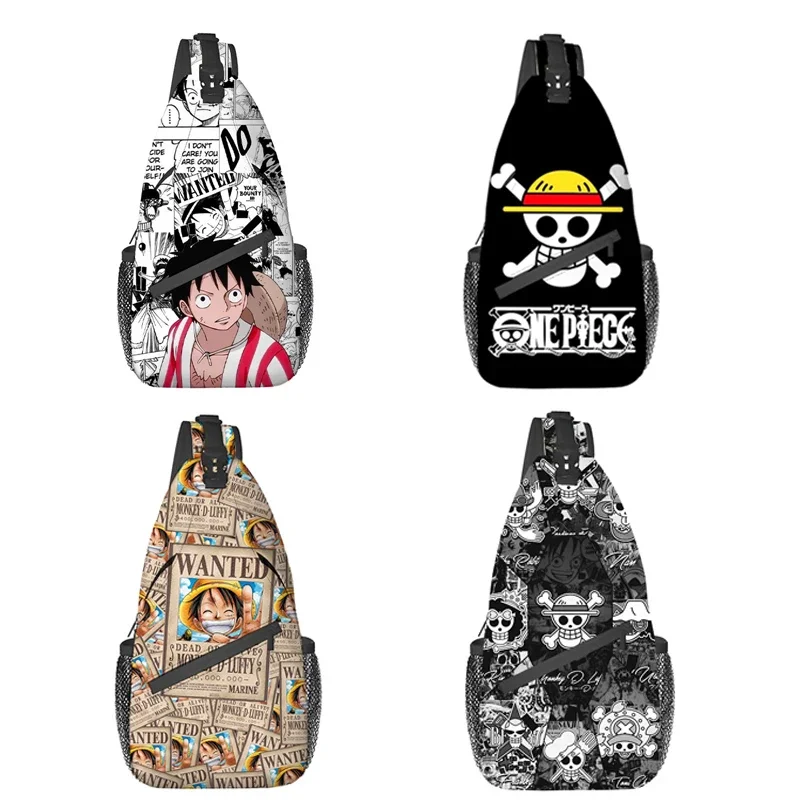 Anime One Piece Luffy Crossbody Sling Backpack Men Printing Custom Shoulder Chest Bags Traveling Daypack Multifunctional Bag