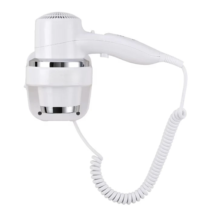 

1800W White Wall Mounted Hair Dryer High Quality ABS Safe Hotel Hair Dryer Logo Household Appliances