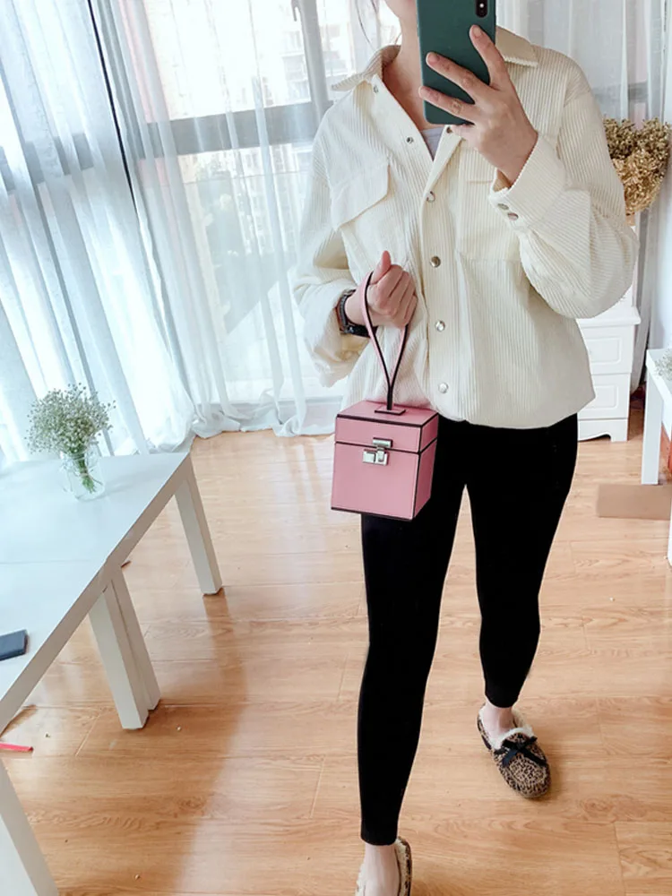 Borsa da donna Mini Box Vintage Flap Small Totes Casual tinta unita New Fashion Pu Leather Sweet Ladies Pink Evening Bags