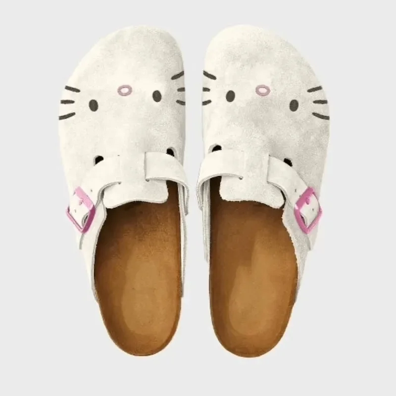 Sanrio Hello Kitty Boken Shoes Cute Outdoor Anti-slip Cartoon Printed Kawaii Slipper Adult Round Toe Beach Style Women Sandal