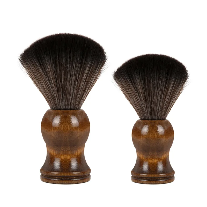 Soft Nylon Shaving Brush Portable Soft Brush Sweeping Salon Cleansing Foam Brush Wooden Handle Beard Brush