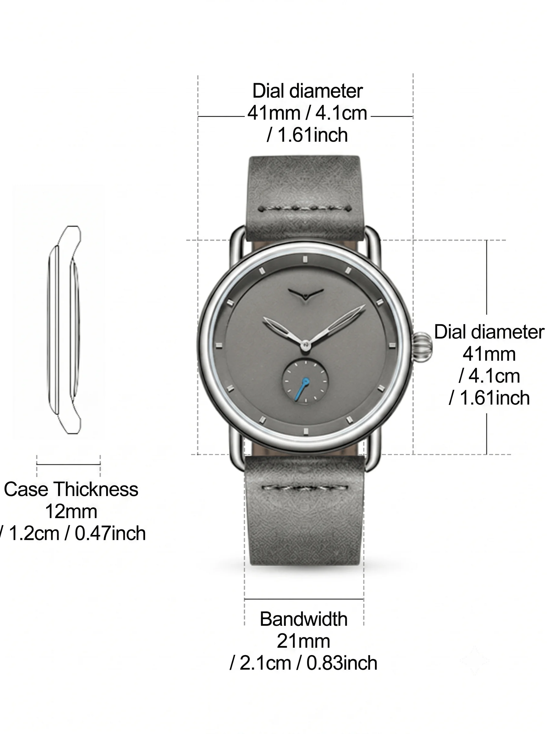 Brand Men's Watch Soft Leather Strap Quartz Small Second Hand Retro Small and Compact Watch Waterproof Men's Gift