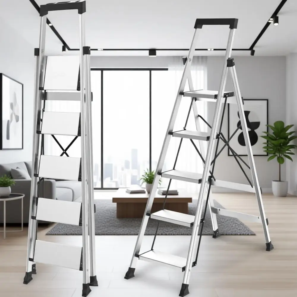 

Портативная легкая стремянка с противоскользящим покрытием, грузоподъемность 330 фунтов, для кухни, склада, работы на открытом воздухе