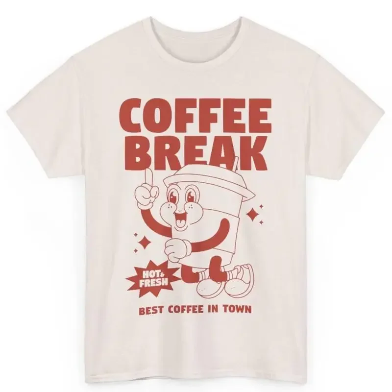 Retro Coffee Brake T Shirt 80'S Style Nostalgic Cotton