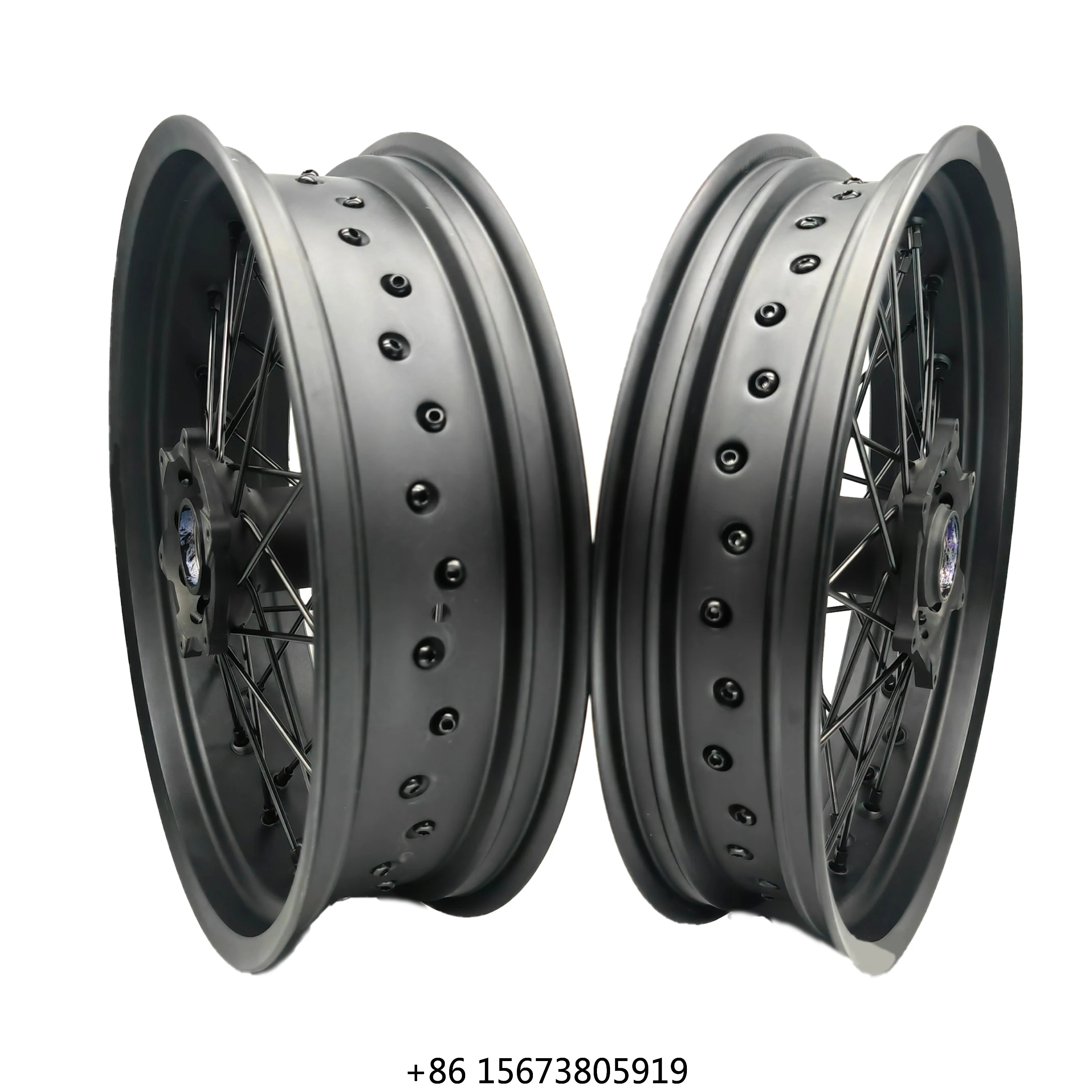 17 Inch 36 Spokes CNC Anodization Aluminum Alloy Matte Black Rim Supermoto Motorcycle Wheels Replacement for GASGAS  HUQVARNA