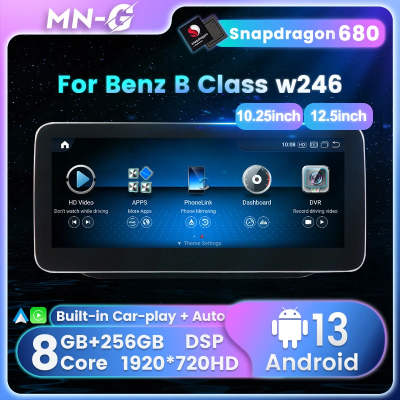 Snapdragon 680 Car Radio Android All in one  For Mercedes Benz B Class W245 benz W246 Multimedia Player RDS GPS Wireless Carplay