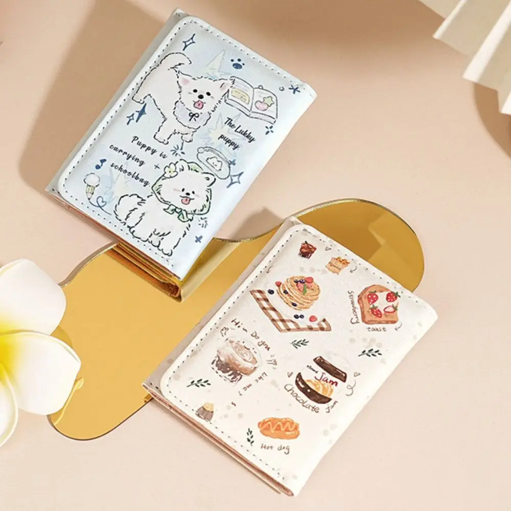 Ins estilo 3 dobras dinheiro moeda bolsa de couro do plutônio bonito gatinho cão cartão de crédito titular mini carteira saco de dinheiro para meninas estudantes presente