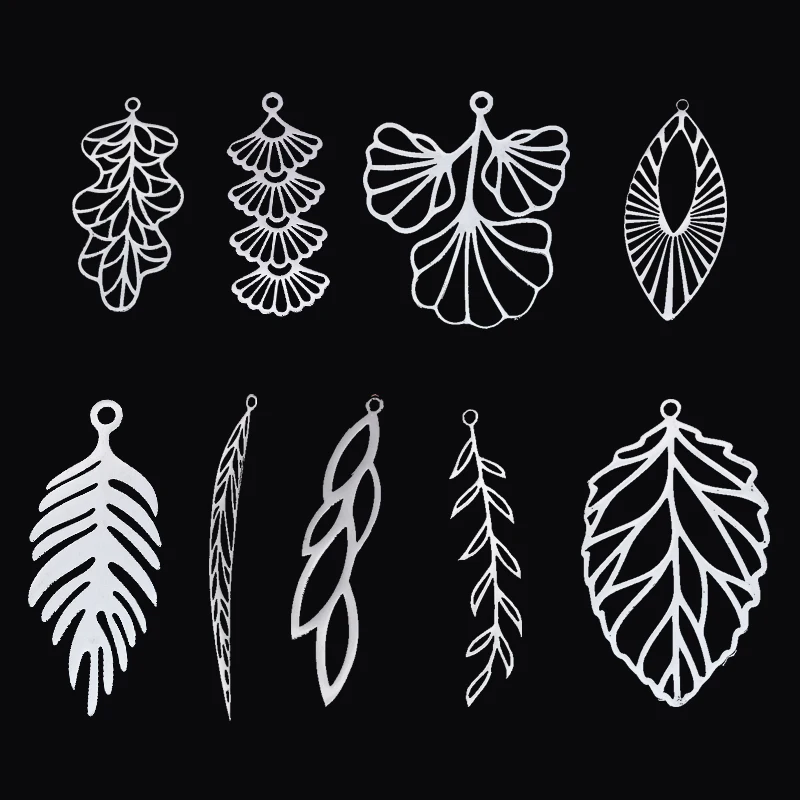 3szt Frędzle Salix Leaf Charms DIY Craft Vintage Kolczyki Naszyjnik Biżuteria Tworzenie liści roślin Wisiorek ze stali nierdzewnej Akcesorium