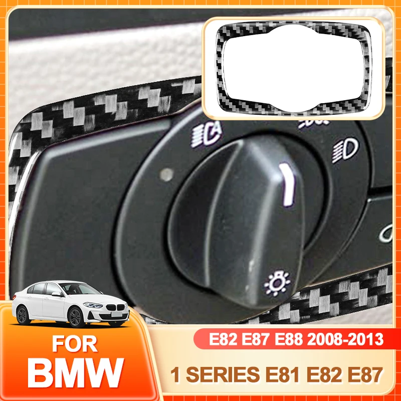 Горячие наклейки для BMW серии 1, E81 E82 E87 E88 2008-2013, рамка переключателя фар из углеродного волокна, отделка, автоматический Стайлинг, подстаканники Горячие наклейки для BMW серии 1, E81 E82 E87 E88 2008-2013, рамка переключателя фар из углеродного волокна, отделка, автоматический Стайлинг, подстаканники
