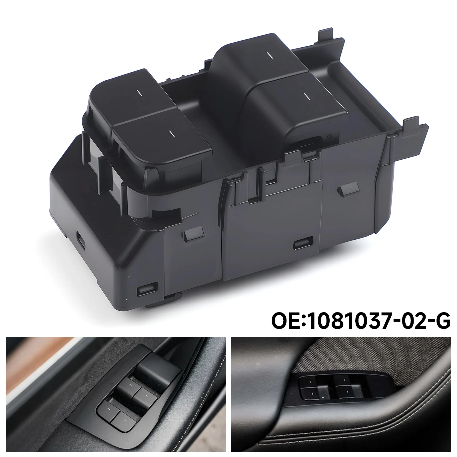 

Electric Front Window Lifter Switch Button For Tesla Model Y/3 2021-2023 Left 1081037-02-G Matte Black ABS+Metal Replacement