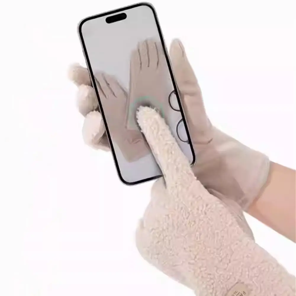 New Winter Cashmere Gloves Fashion Ladies Warm Plush Touch Screen Gloves Suede Outdoor Driving Cycling Mittens Cold Proof Gloves