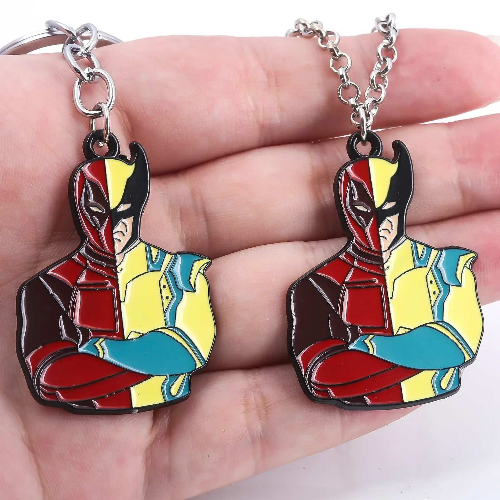 

Deadpools & Wolveriner Keychain Necklaces Super-heroes Movie Characters Red Yellow Combination Friends Exquisite Birthday Gifts