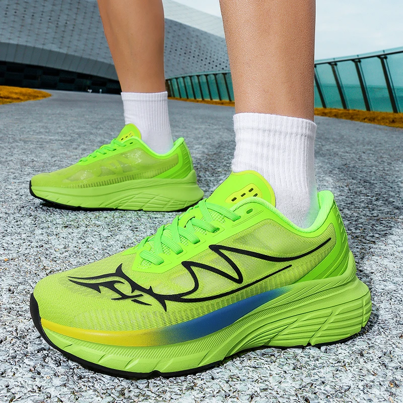 

Black plus Wide Width Men's Athletic Shoes Lightweight Breathable Mesh Cushioned Sole Anti-Slip for Long Distance Jogging And Ca