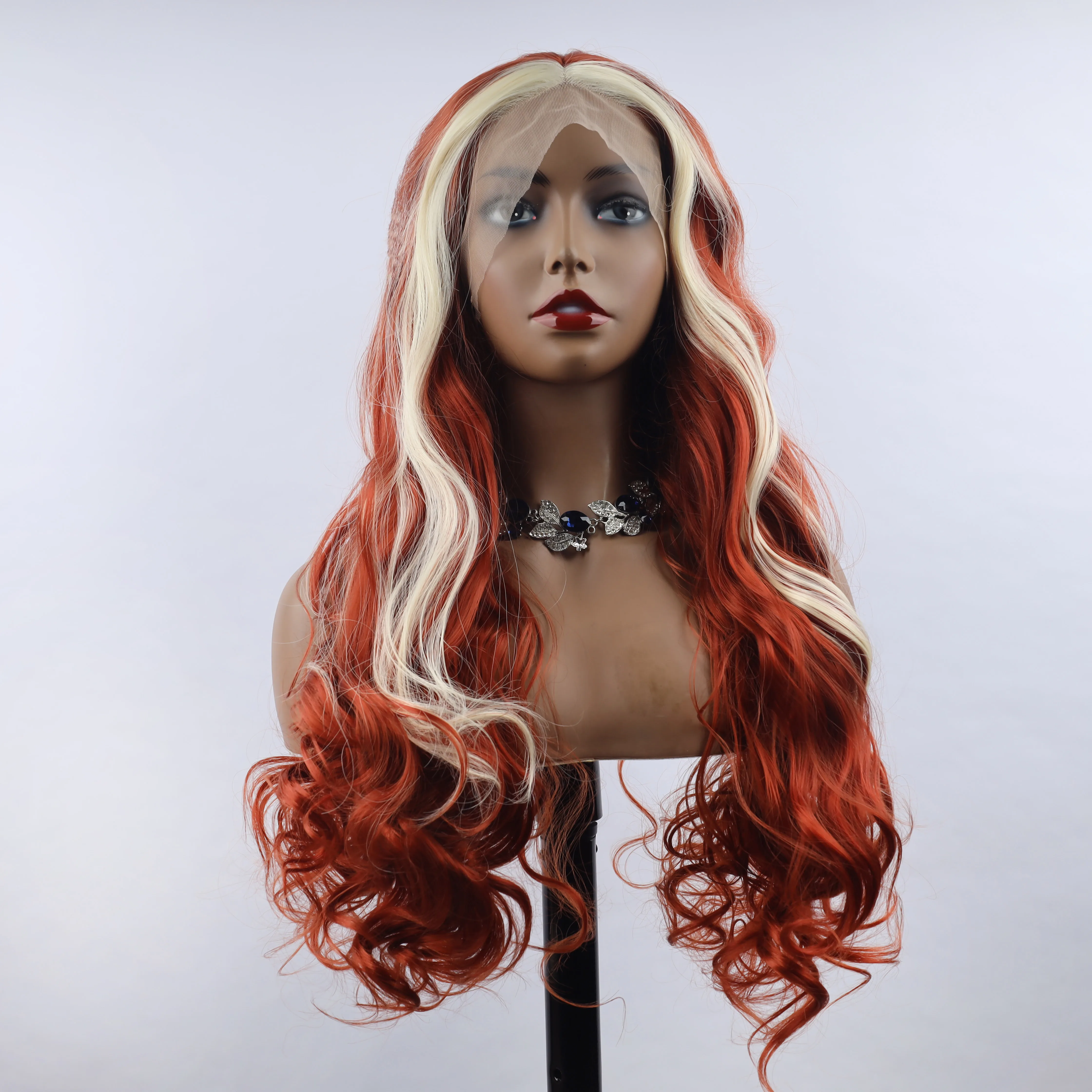 oley Fashion Curly Wig Synthetic Lace Front Wigs White Orange Female Lace Wig 13X3 For Black Women Cosplay Hair Daily Use