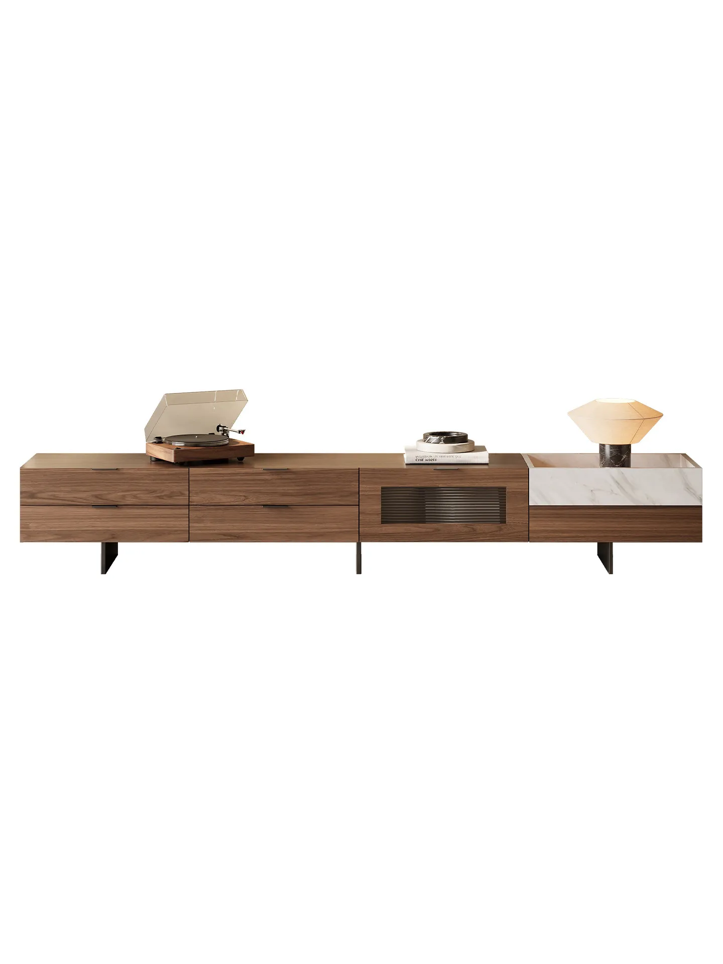 

PYJ natural luxury stone TV cabinet Italian minimalist living room simple modern marble TV cabinet
