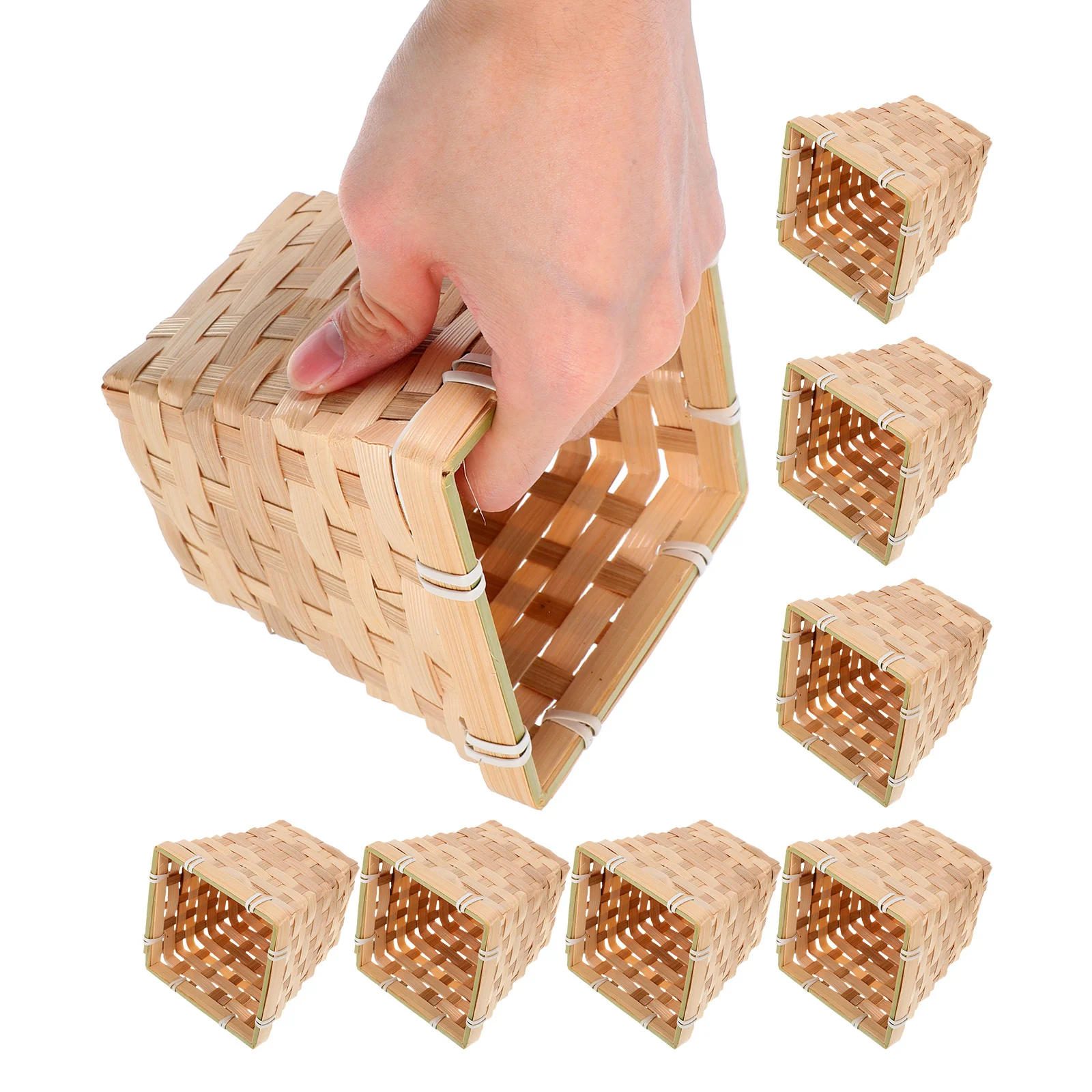 

8Pcs 4.72inch Rustic Bamboo Baskets Elegant Design for Desk Shelves Countertops Small Storage Decorative Small Storage