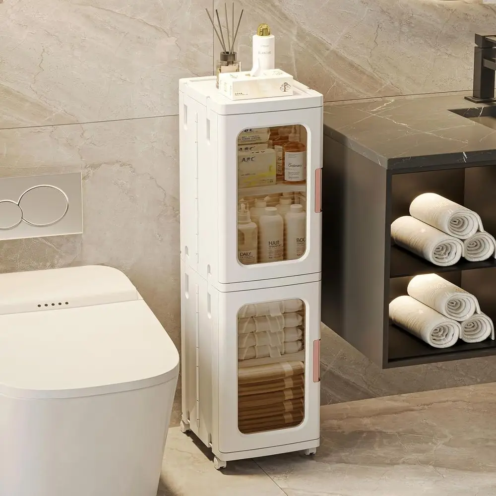 Тонкий шкаф с дверцами и полками — вертикальный органайзер для хранения в ванной комнате для кухни, регулируемые стеллажи, двухуровневая туалетная бумага