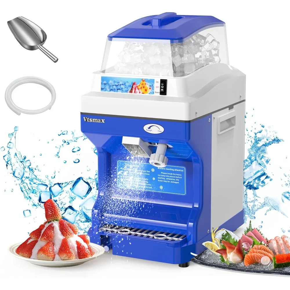 

Shaved Ice Machine, 300W Ice Shaver Machine, Thickness Adjustable Snow Cone Maker Machine 661LBs/hr Ice Crusher for Bar