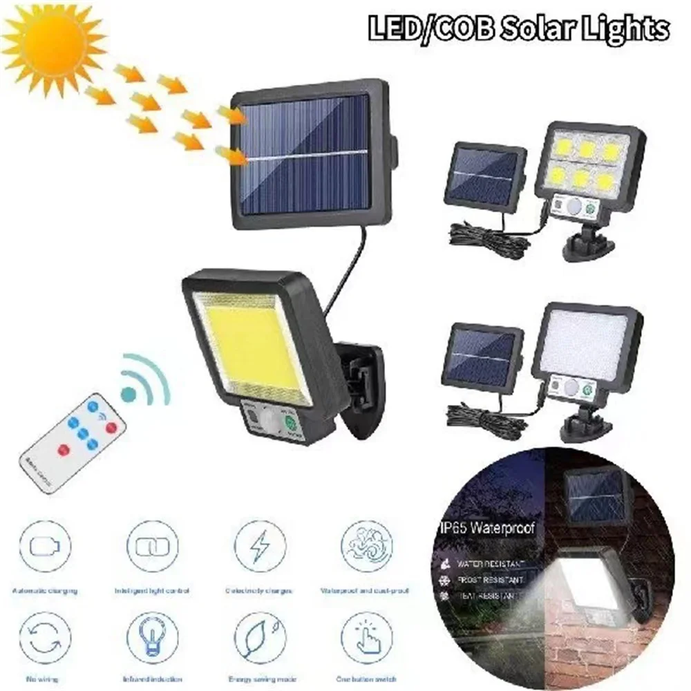 Outdoor Solar Cob Straatverlichting Met 3 Lichtmodus Bewegingssensor Muurlamp Waterdichte Tuin Binnenplaats Pad Veiligheidslamp